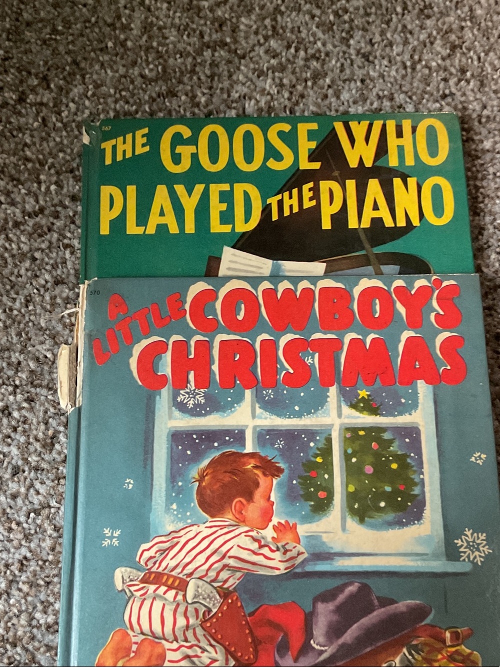 A Little Cowboy's Christmas & The Goose who Played the Piano. VTG Wonder Books
